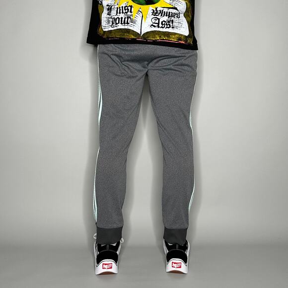 Vintage Y2K Adidas Sweatpants Mens L Slim Soccer Style Fit Grey Cotton Joggers - Picture 3 of 4